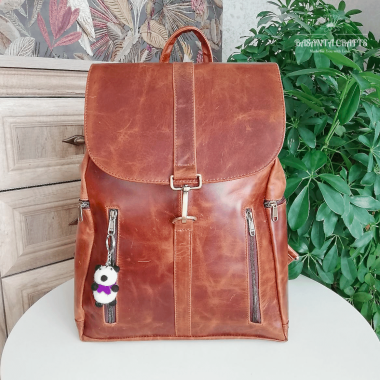 Leather Backpack with a hook - Large